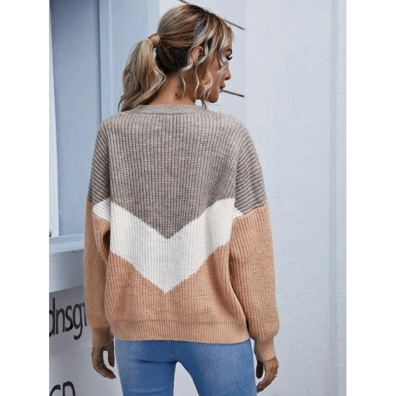 Drop Shoulder Chevron Sweater Image 2