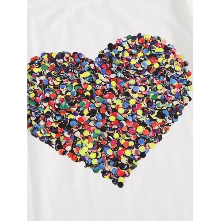 Heart Print Shirt Top Tee Image 3