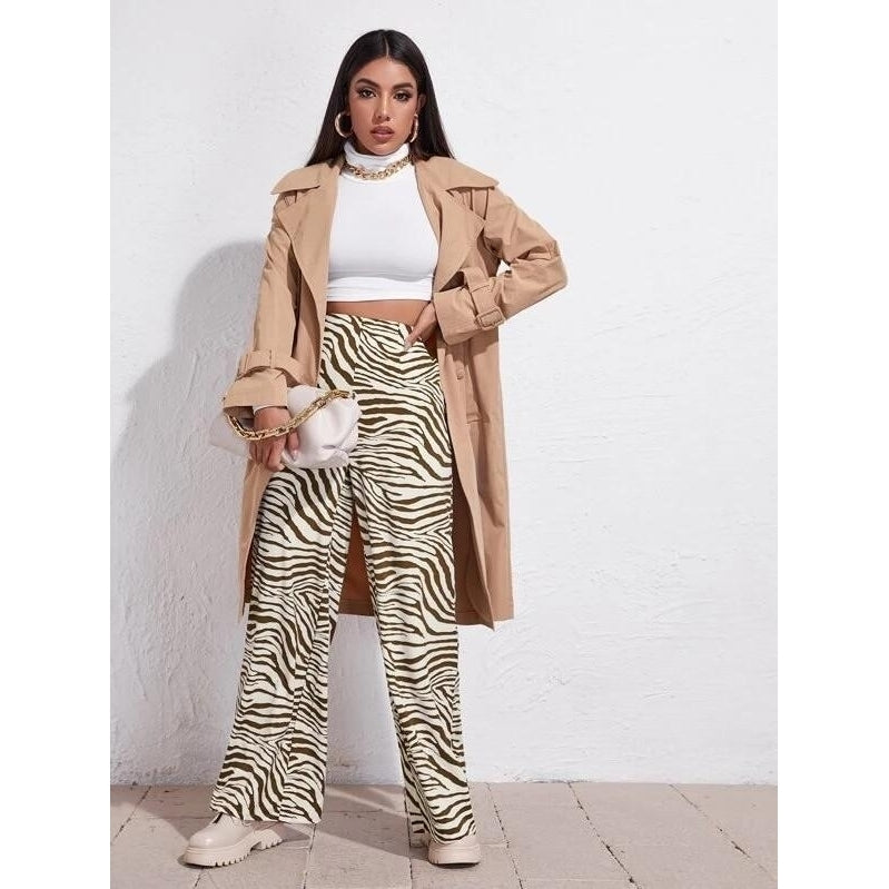 High Waist Zebra Stripe Wide Leg Pants Image 4