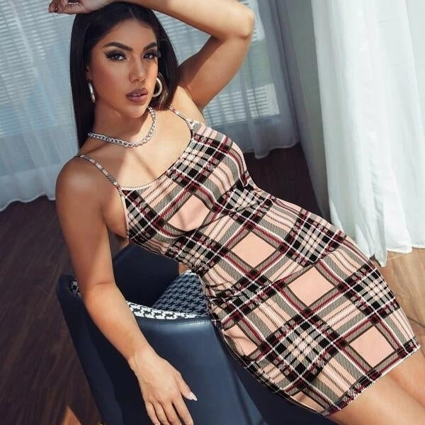 Plaid Bodycon Dress Image 1