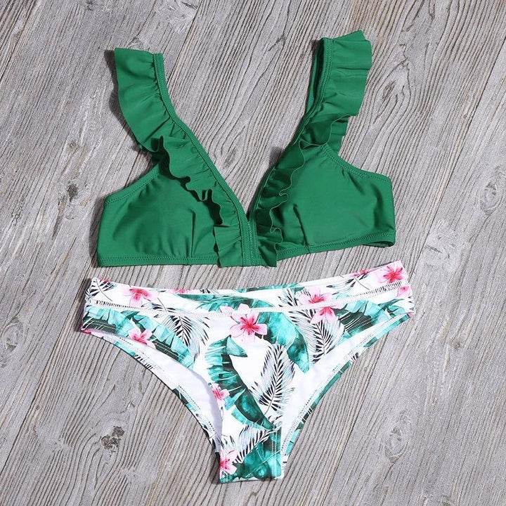 Printed Swimwear Ruffled Bikini Split Bikini Set Swimsuit Swimwear Image 4