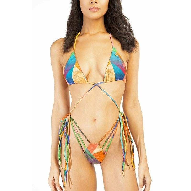 Sexy Print Halter Beach Swimsuit Bikini Set Swimsuit Swimwear Image 3