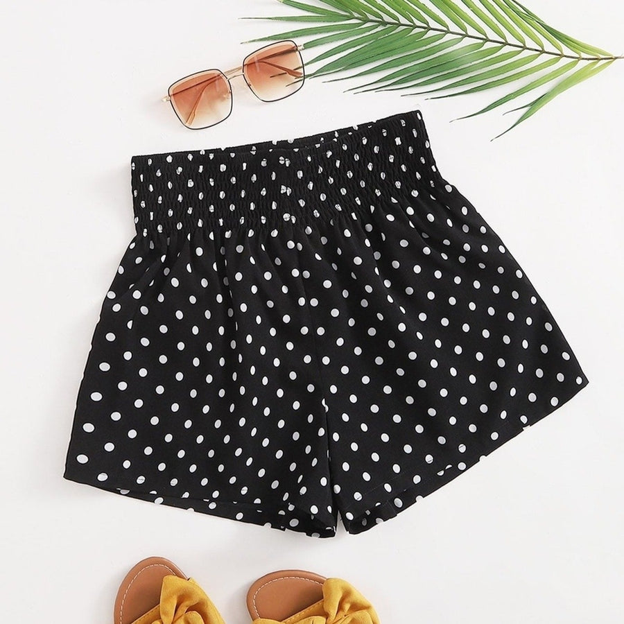 Shirred Waist Polka Dot Shorts Image 1