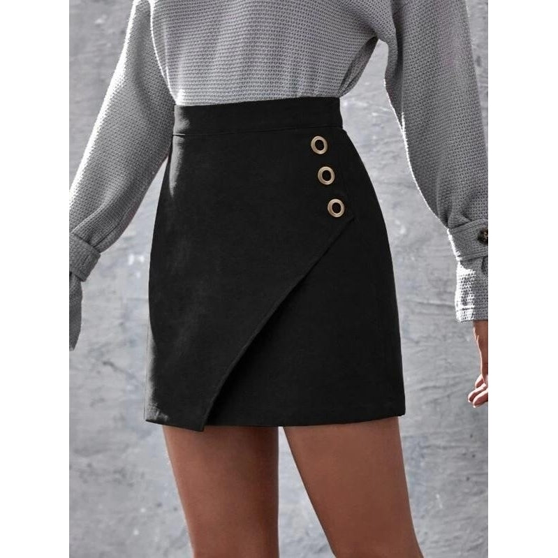 Solid Garment Eyelet Mini Skirt Image 4