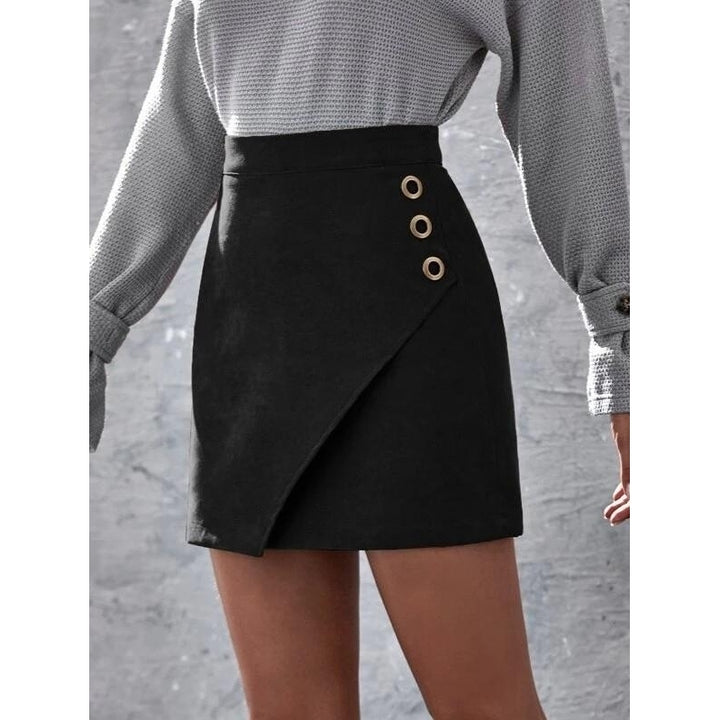 Solid Garment Eyelet Mini Skirt Image 4