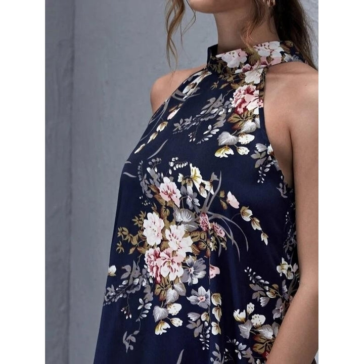 Tie Back Floral Print Halter Dress Image 4