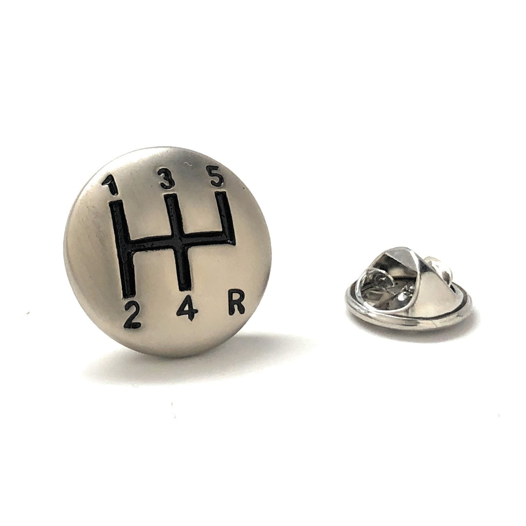 Lapel Pin Brushed Silver Gear Knob Black Enamel Pin Car Racing Automobile Tie Pin Car Lover Image 1