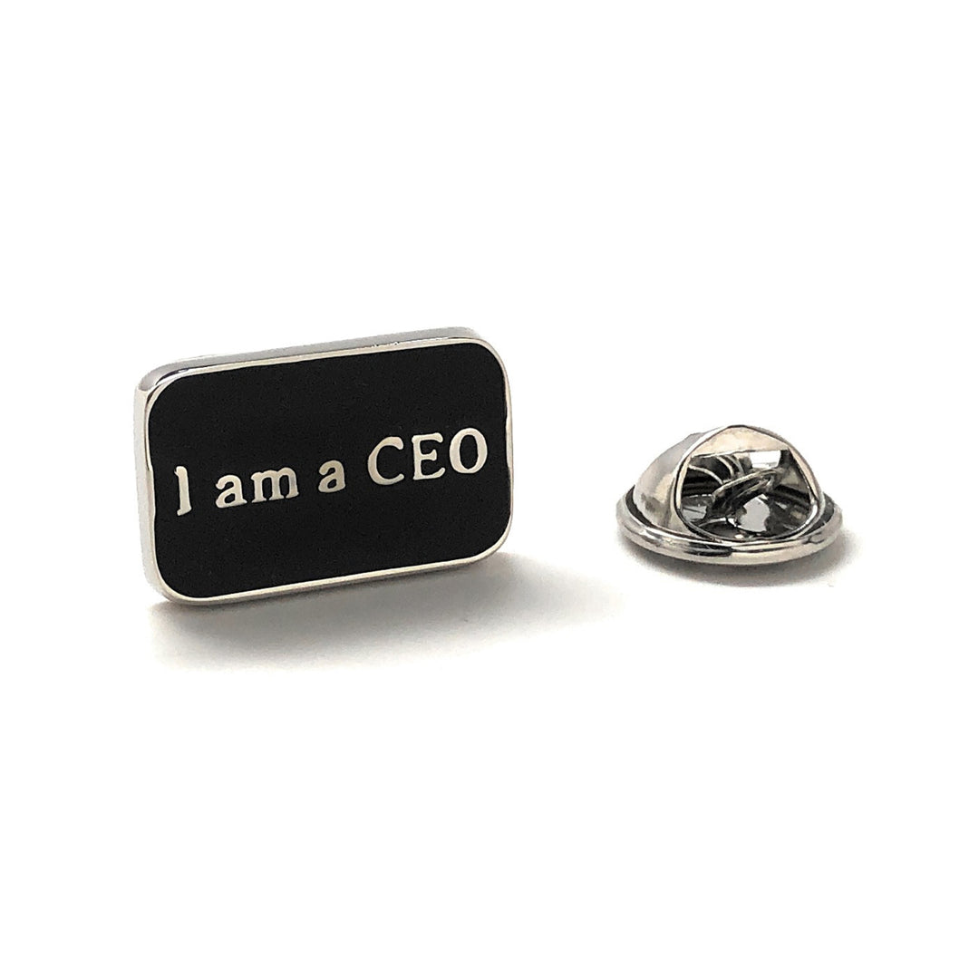 Lapel Pin I am CEO Enamel Pin Black and Silver Boss Tie Pin Business Owner Boss Gift Image 1