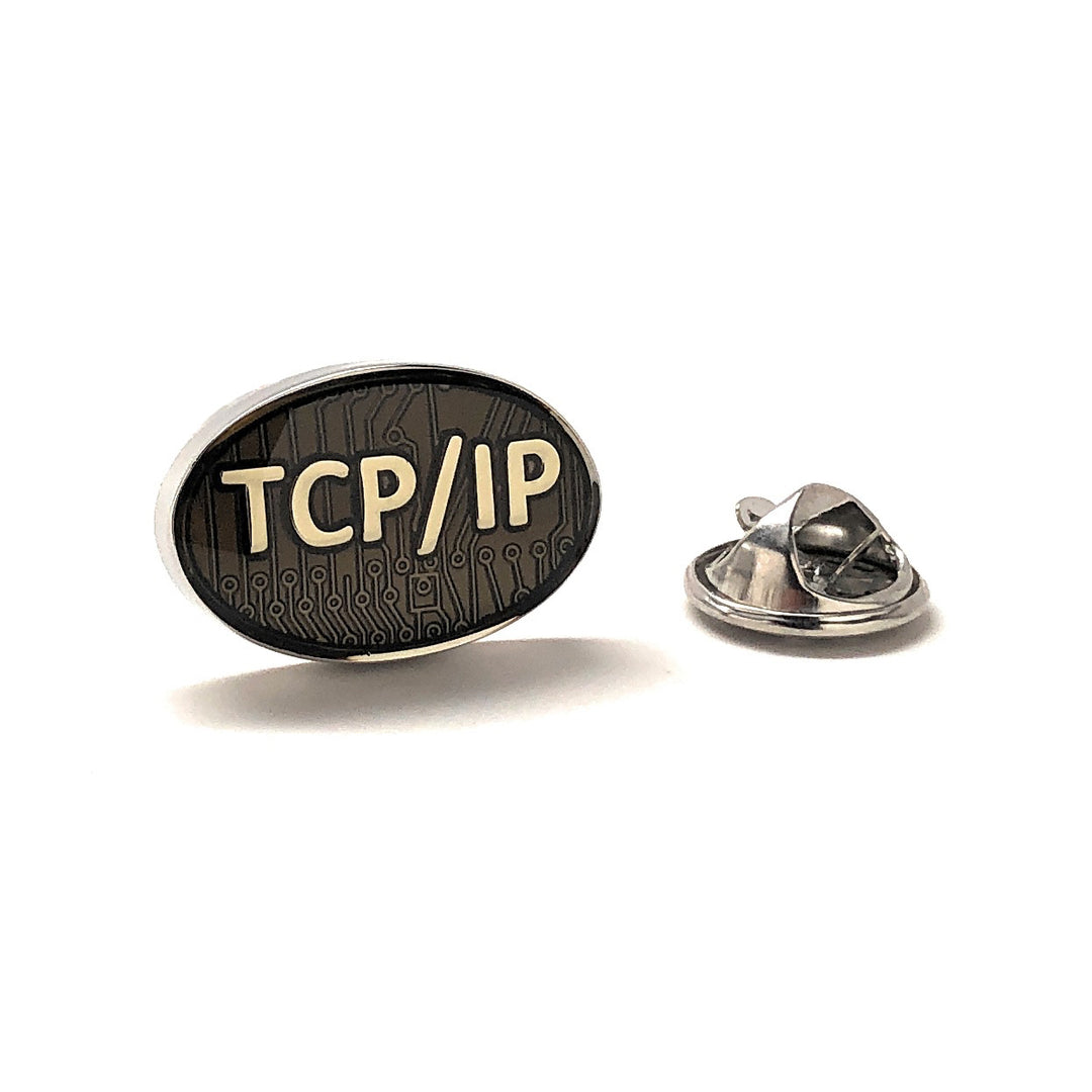 Lapel Pin Computer Code Pin Enamel Pin Computer Nerd Pin Tie Pin TCP/IP Image 1