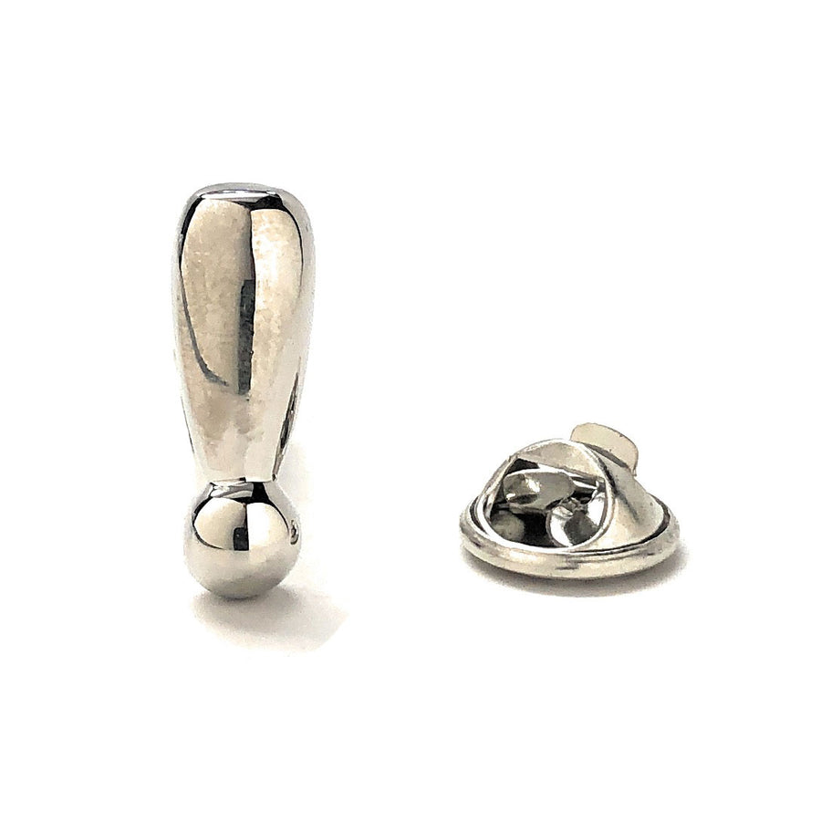 Lapel Pin Exclamation Point Pin Tie Pin Silver Rhodium Plated Pin  English Image 1
