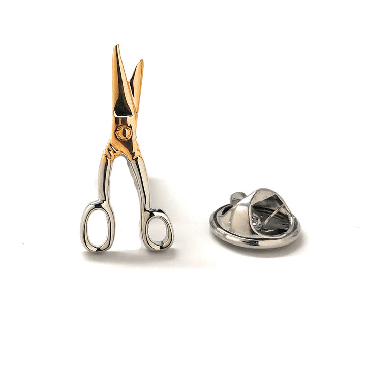 Lapel Pin Silver Gold Cutting Scissor Enamel Pin Hair Dresser Tie Pin Image 1