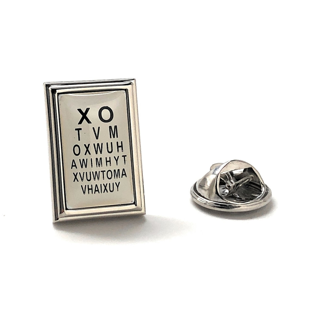 Lapel Pin Eye Doctor Eye Chart Pin Tie Pin Deluxe Silver Rhodium Plated Pin Gift for Eye Dr. Eye Chart Image 1