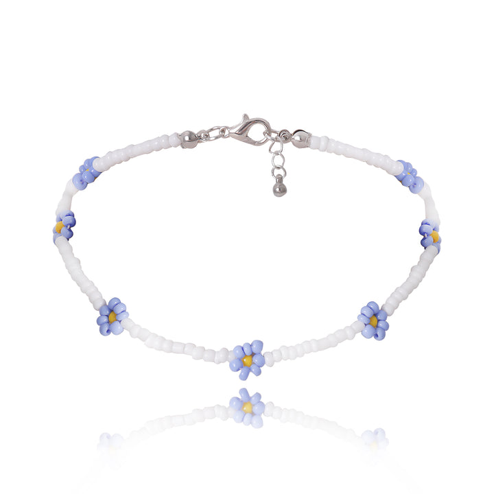 Minimalist Colorful Floral Daisy Seed Beaded Choker Necklace Image 1