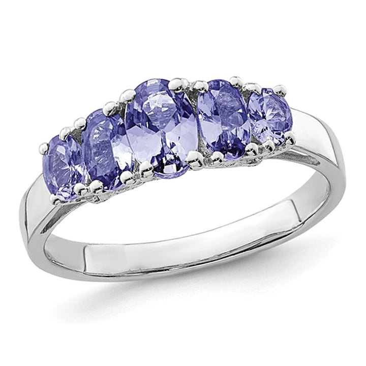 1.25 Carat (ctw) Five-Stone Tanzanite Ring in Sterling Silver Image 1