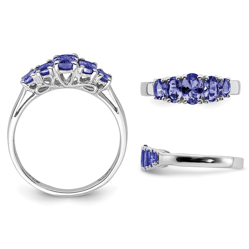 1.25 Carat (ctw) Five-Stone Tanzanite Ring in Sterling Silver Image 2