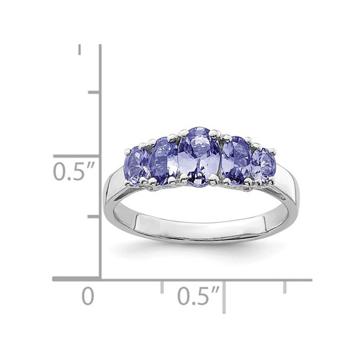 1.25 Carat (ctw) Five-Stone Tanzanite Ring in Sterling Silver Image 3