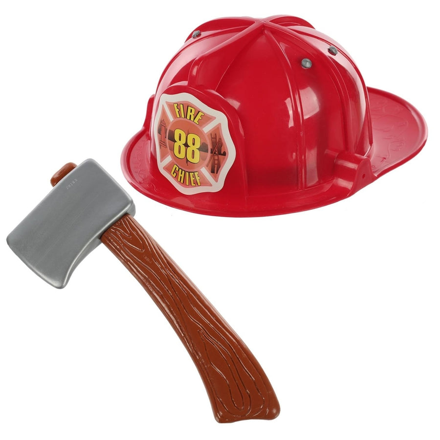 Brave Firefighter Helmet with Axe Dress-Up Play Set by Seasons for Kids Image 1