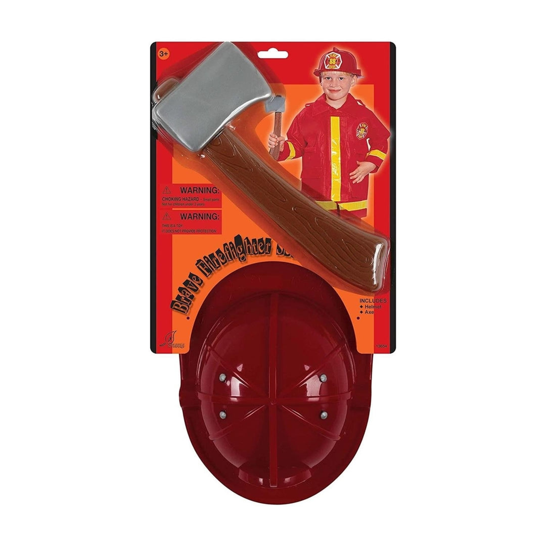 Brave Firefighter Helmet with Axe Dress-Up Play Set by Seasons for Kids Image 2