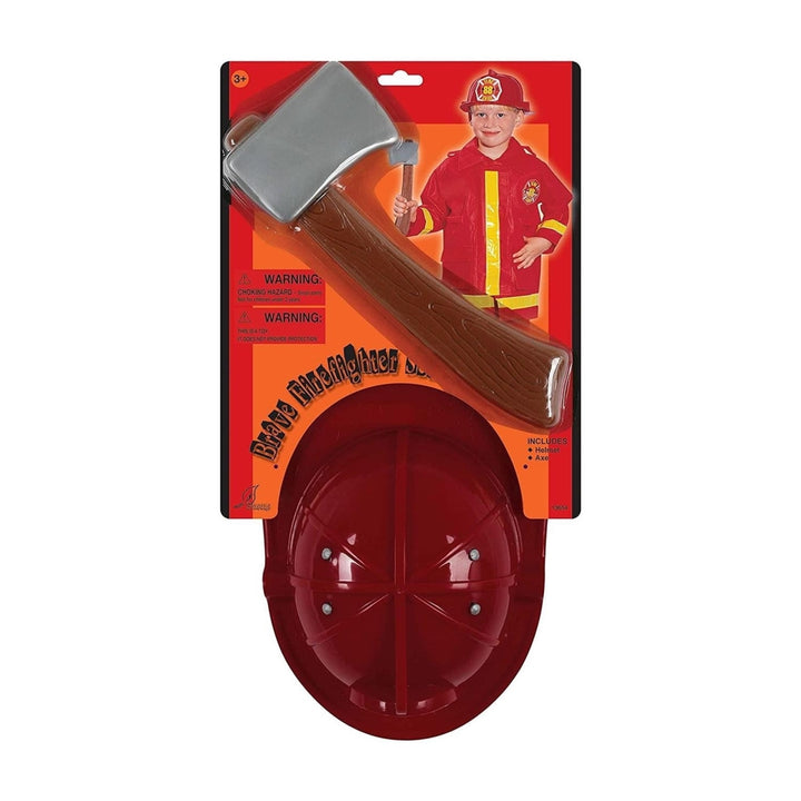 Brave Firefighter Helmet with Axe Dress-Up Play Set by Seasons for Kids Image 2