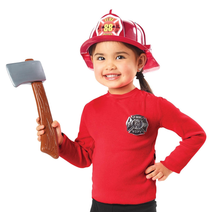 Brave Firefighter Helmet with Axe Dress-Up Play Set by Seasons for Kids Image 3