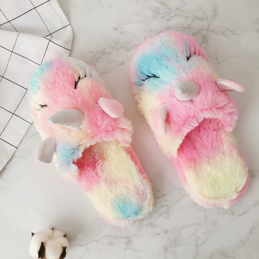 Fluffy Unicorn Slippers Image 1