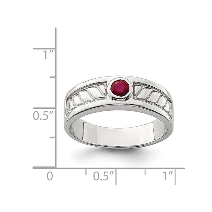 Mens 2.00 Carat (ctw) Ruby Ring Band in Sterling Silver Image 2