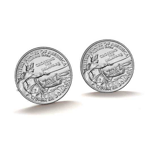General George Washington Crossing the Delaware Coin Cufflinks Uncirculated U.S. Quarter 2021 Cuff Links Image 1