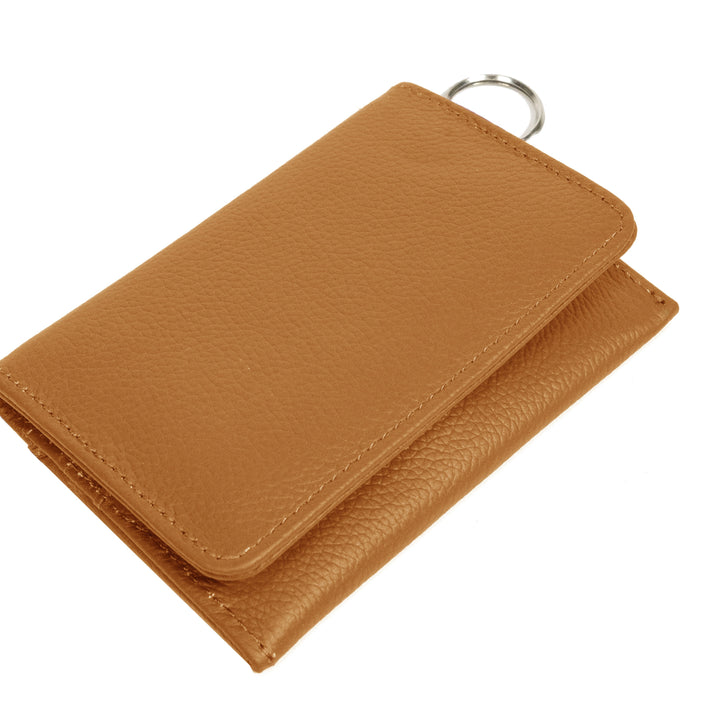 RFID Genuine Leather Key Ring Wallet Credit Card Holder 3 Slots ID Transparent Image 2