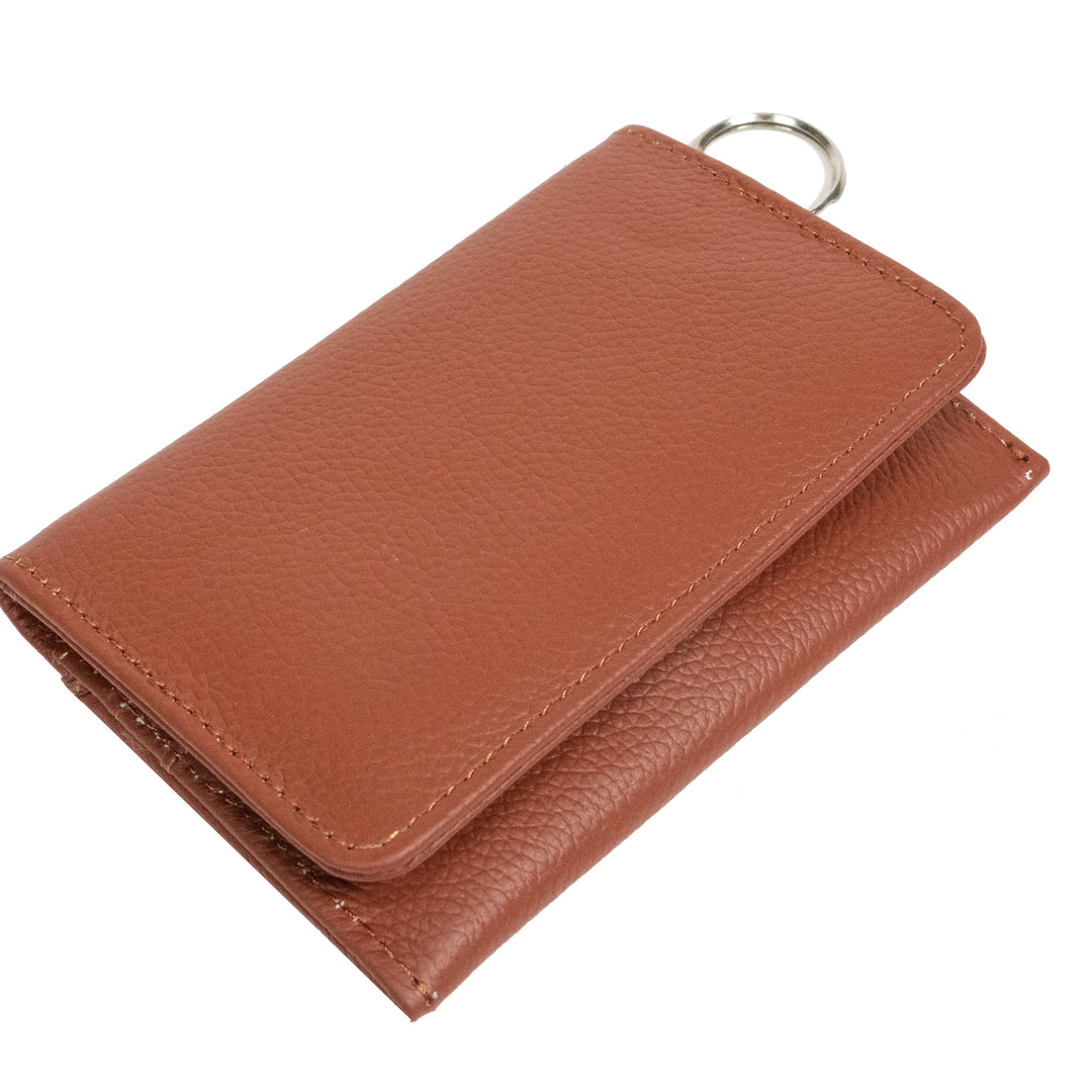 RFID Genuine Leather Key Ring Wallet Credit Card Holder 3 Slots ID Transparent Image 4