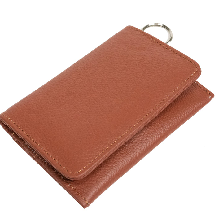 RFID Genuine Leather Key Ring Wallet Credit Card Holder 3 Slots ID Transparent Image 4