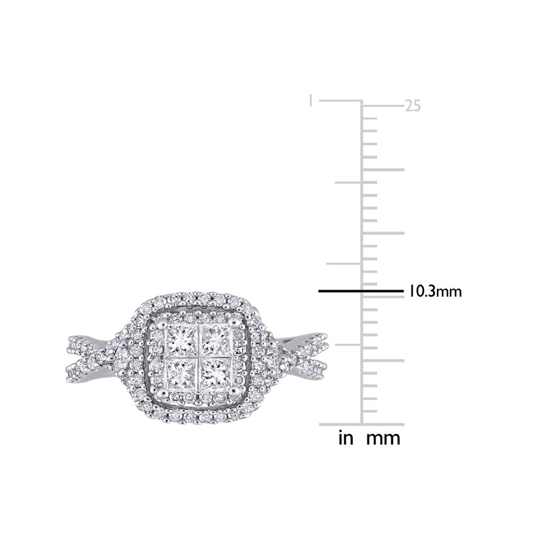 0.95 Carat (ctw H-I, I2-I3) Princess-Cut Diamond Infinity Halo Engagement Ring in 10K White Gold Image 2
