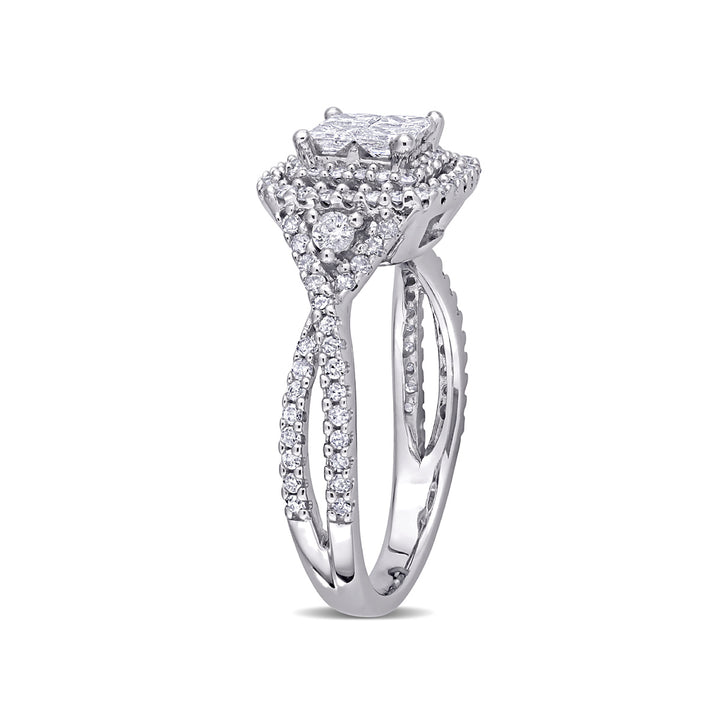 0.95 Carat (ctw H-I, I2-I3) Princess-Cut Diamond Infinity Halo Engagement Ring in 10K White Gold Image 3