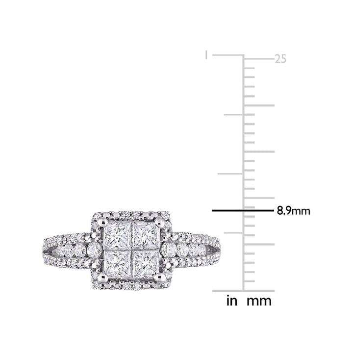 1.00 Carat (ctw H-I I2-I3) Princess-Cut Diamond Engagement Ring in 10K White Gold Image 3