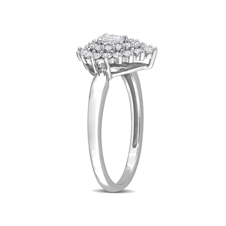1/2 Carat (ctw H-I, I1-I2) Diamond Cluster Halo Engagement Ring in 14K White Gold Image 3