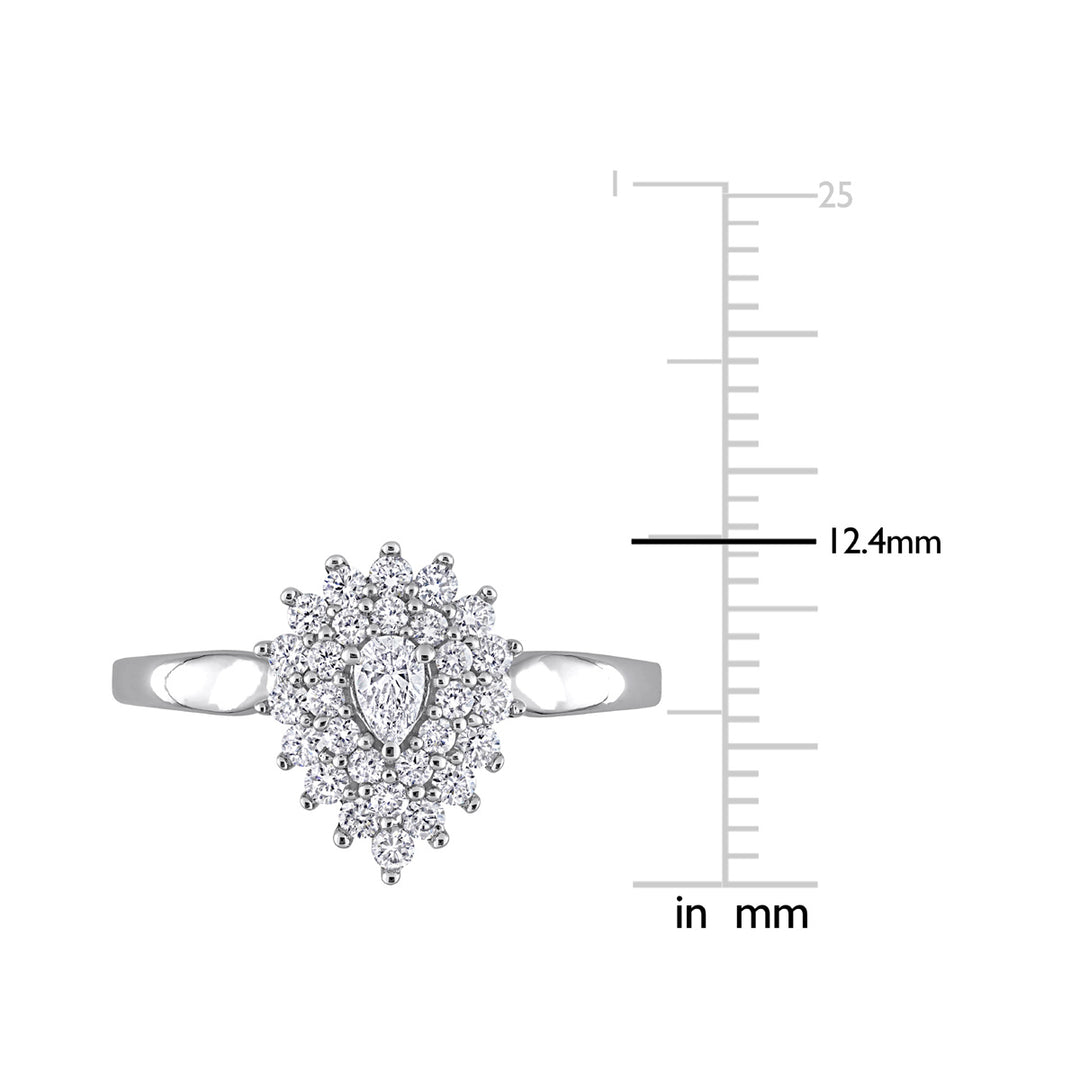 1/2 Carat (ctw H-I, I1-I2) Diamond Cluster Halo Engagement Ring in 14K White Gold Image 4