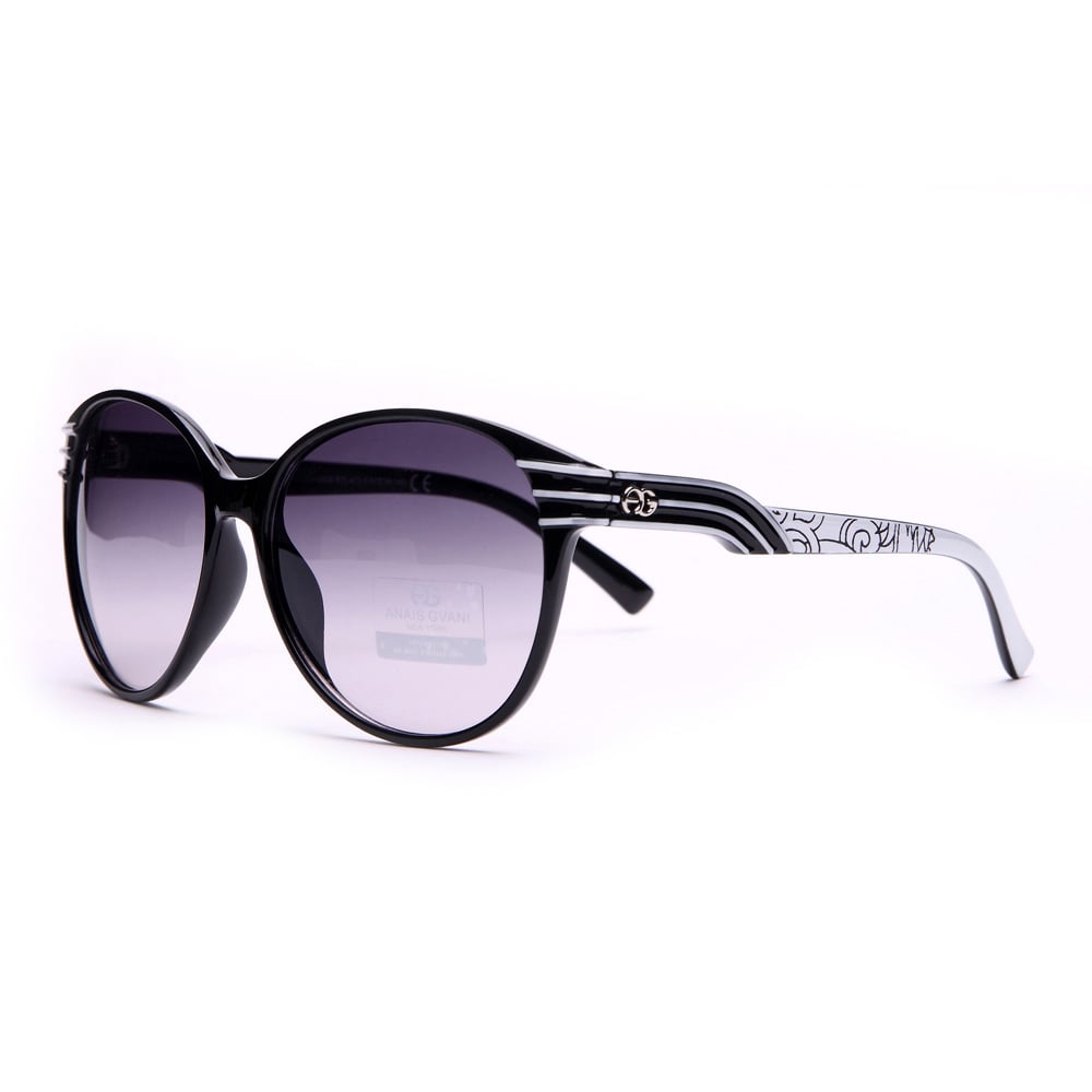 Womens Fashionable Round Frame Sunglasses With Stripe and Stroke Accents Image 1