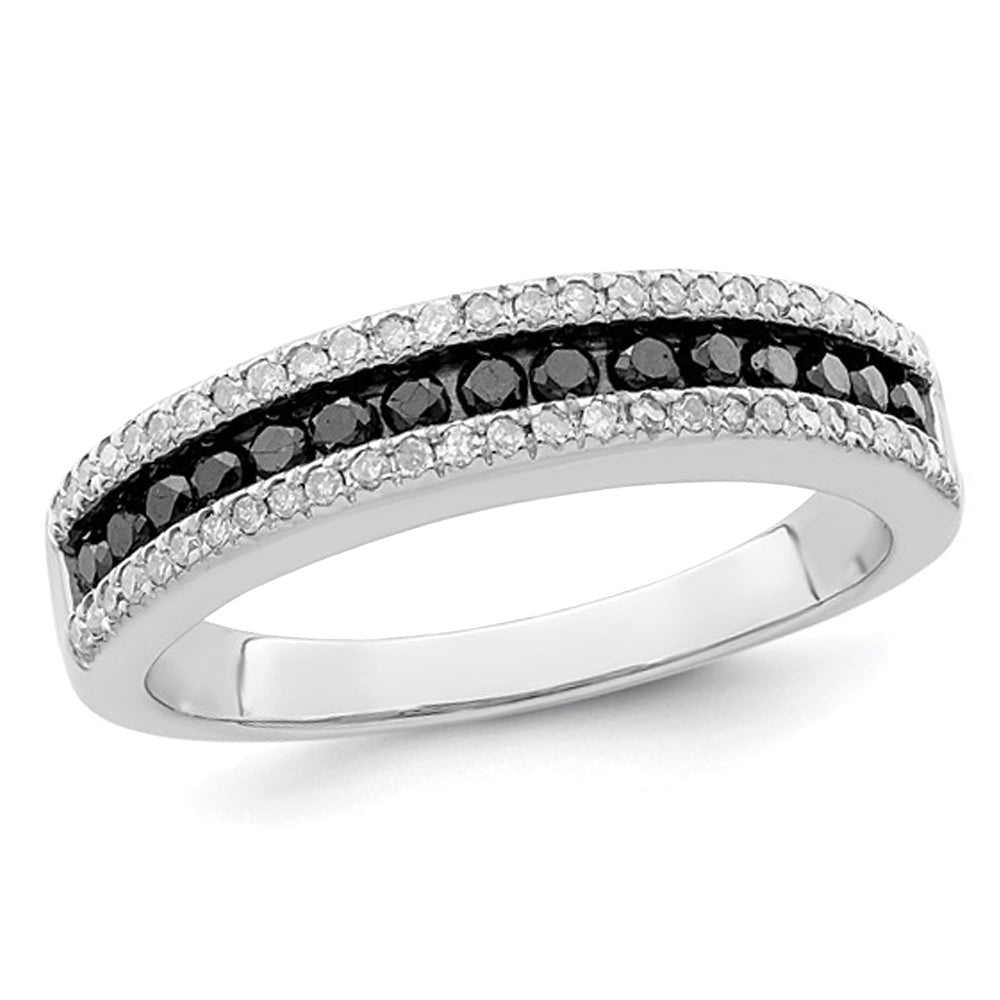 1/2 Carat (ctw) Black and White Diamond Band Ring in Sterling Silver Image 1