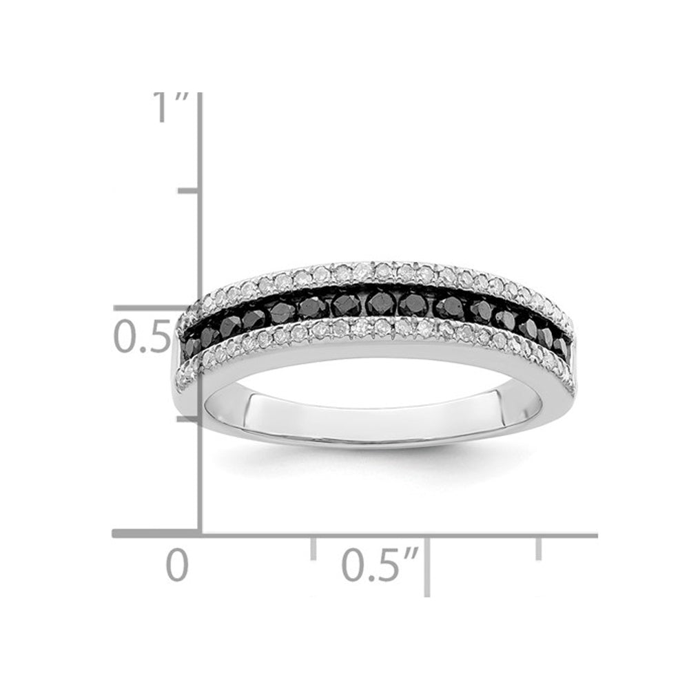 1/2 Carat (ctw) Black and White Diamond Band Ring in Sterling Silver Image 3