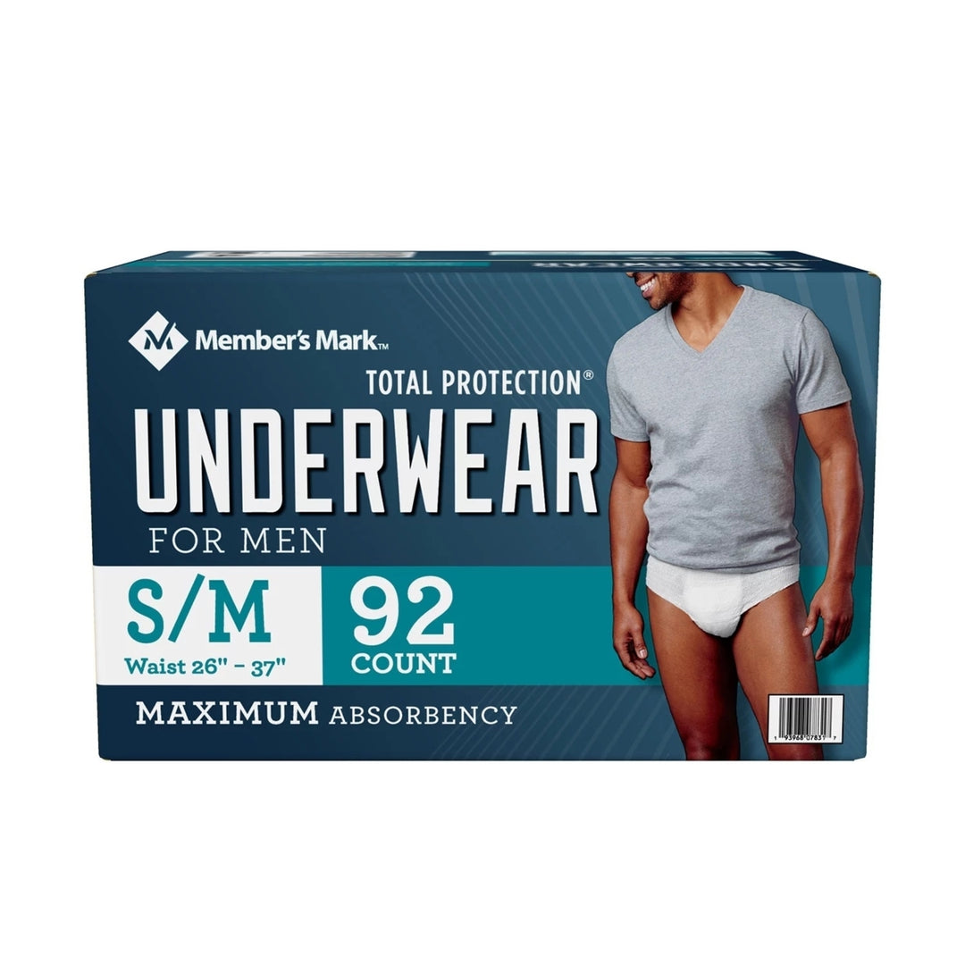 Members Mark Total Protection Underwear for Men Small/Medium (92 Count) Image 1