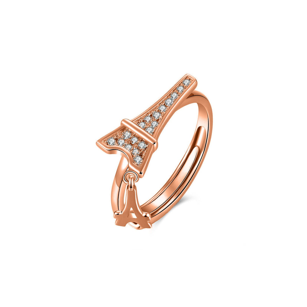 Eiffel Tower Charm Ring Crystals from Swarovski 18K Gold Plated Sizes 6 7 8 9 Image 1