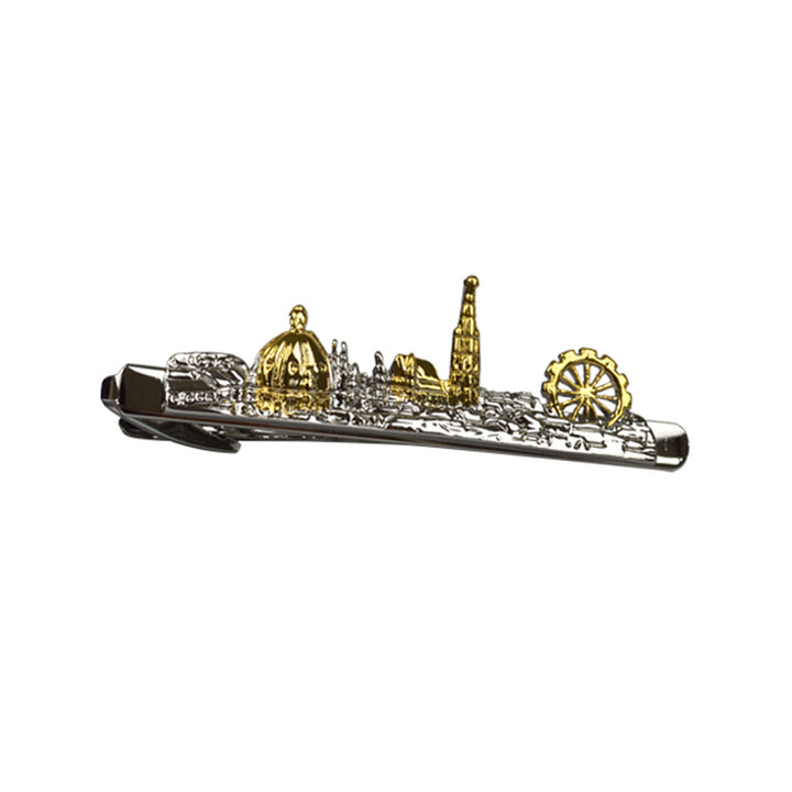 Europe Tie Clip Gold and Silver 3D Design Tie Bar Famous Landmarks Image 1