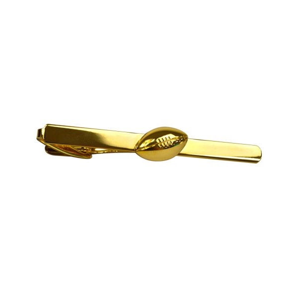 Football Tie Clip Gold Tone Fashion Fun Cool Unique Mens Tieclip Tie Clasp Foot Ball Player Comes with Box stocking Image 1