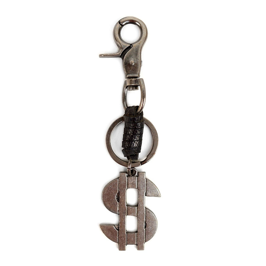 Money Love Keychain Genuine Leather and Metal Dollar Sign Fancy Key Ring Image 1