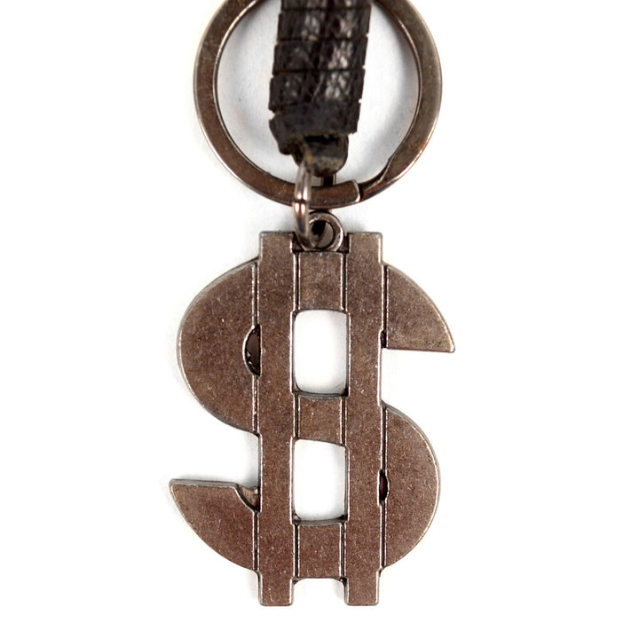 Money Love Keychain Genuine Leather and Metal Dollar Sign Fancy Key Ring Image 2