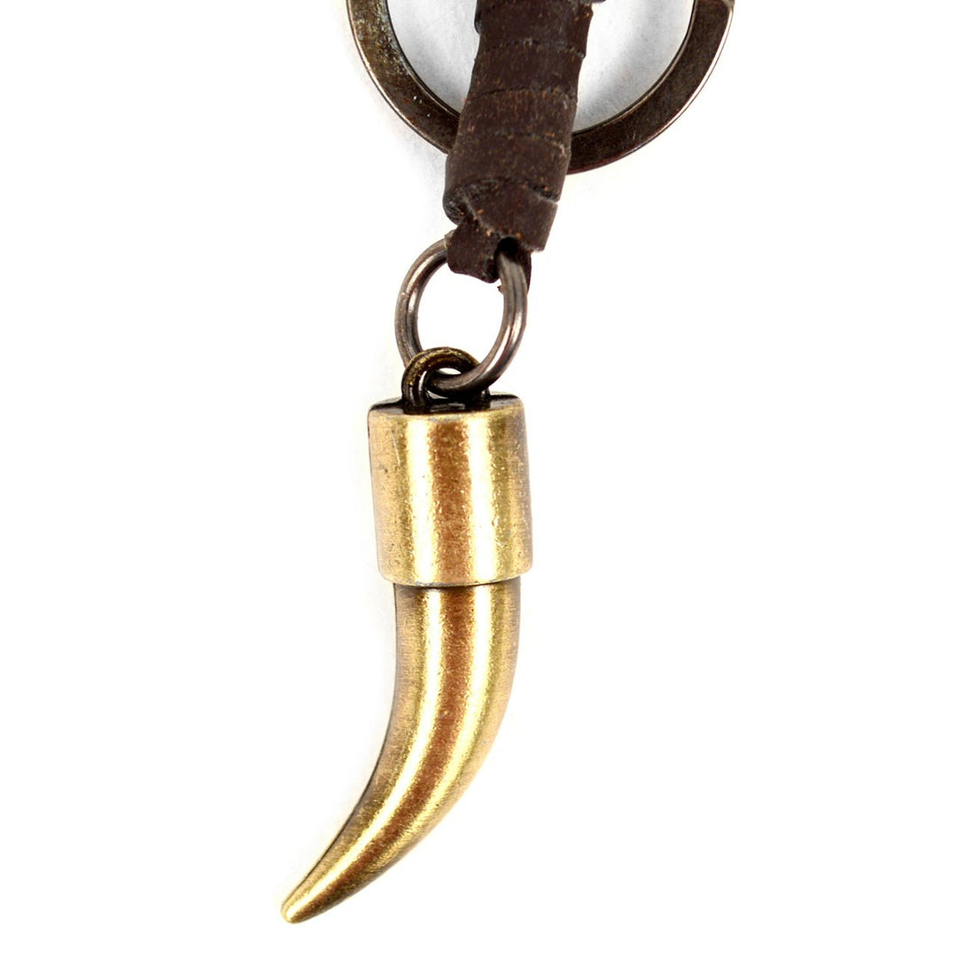 Metal Wolf Tooth Keychain Genuine Leather Fancy Clip and Key Ring Image 2