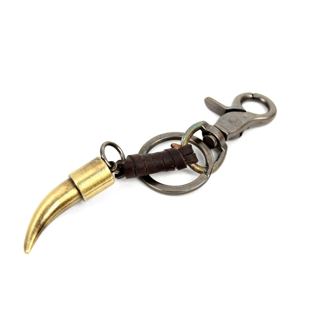 Metal Wolf Tooth Keychain Genuine Leather Fancy Clip and Key Ring Image 3
