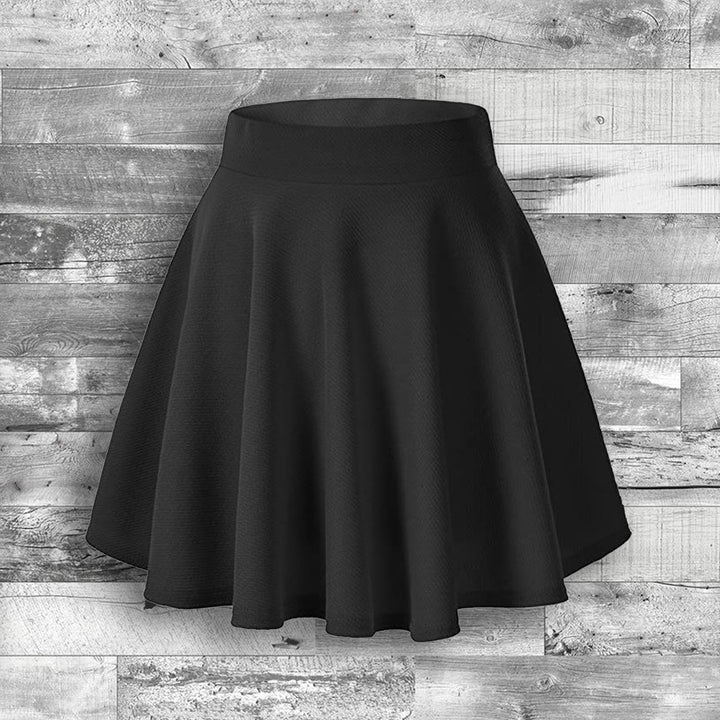 Basic Skater Skirt Women Grey Black Stretch Fabric Pull-On Comfortable Fit Image 2