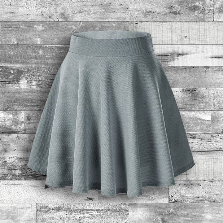 Basic Skater Skirt Women Grey Black Stretch Fabric Pull-On Comfortable Fit Image 3