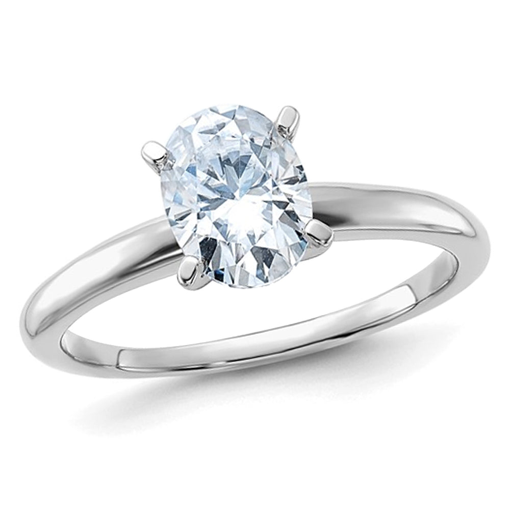 1 1/3 Carat (ctw Color G-H-I) Synthetic Oval Moissanite Solitaire Engagement Ring in 14K White Gold Image 1