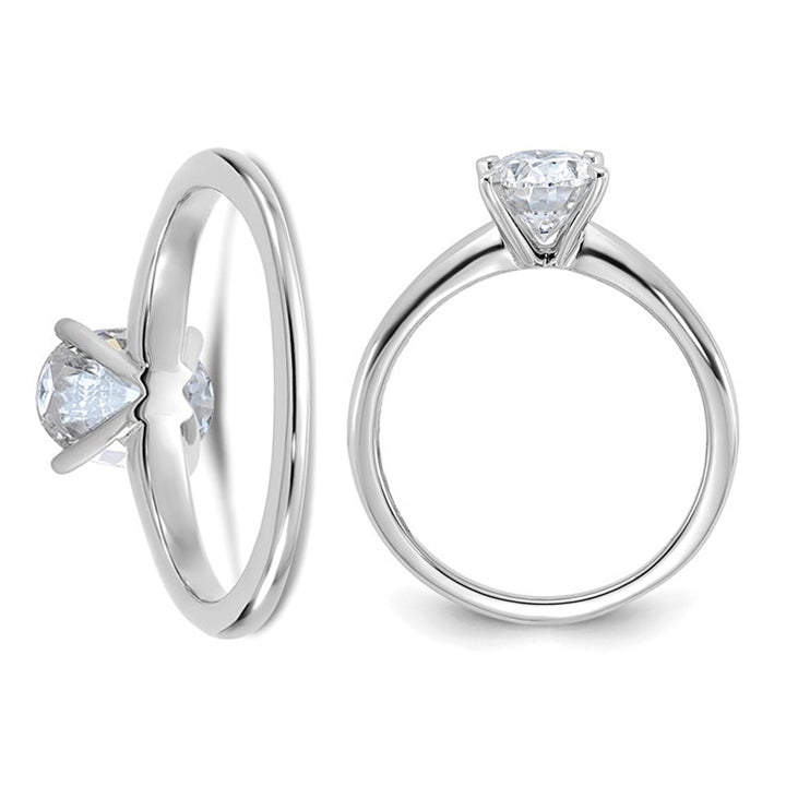 1 1/3 Carat (ctw Color G-H-I) Synthetic Oval Moissanite Solitaire Engagement Ring in 14K White Gold Image 3